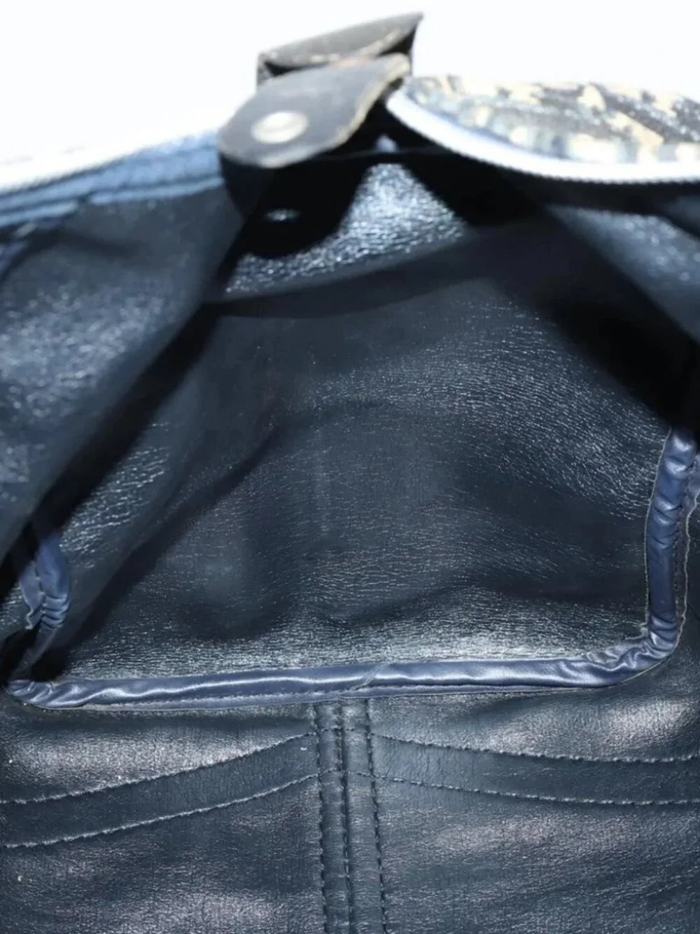 Christian Dior Trotter Canvas Boston Bag Navy Silver - Picture 14 of 15